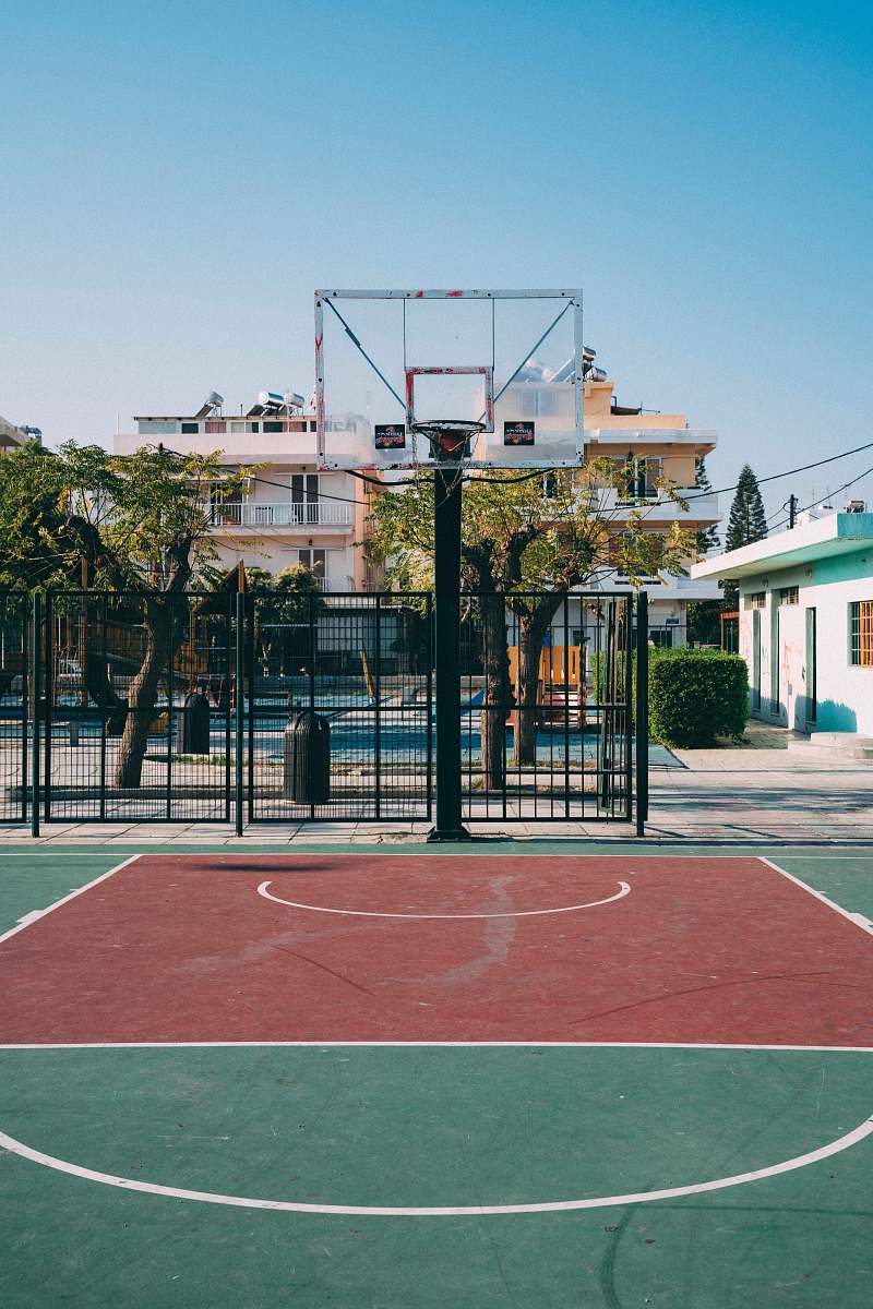 basketball court basketball system on empty playground sports